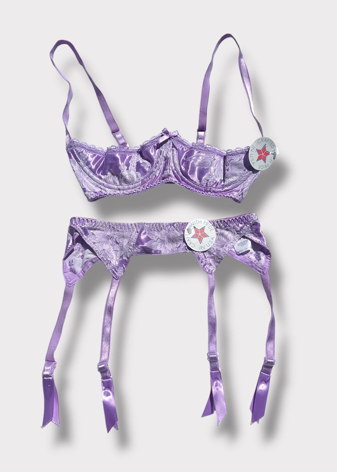 90s Satin Underbust Bra & Garter Set | Vintage USA Holiday Lingerie Denali Brand 90s Satin Underbust Bra & Garter Set | Vintage USA Holiday Lingerie Denali Brand