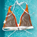 90's Ruffle Retro Halter Bikini Padded Bralette Swimsuit Top | Sunburst