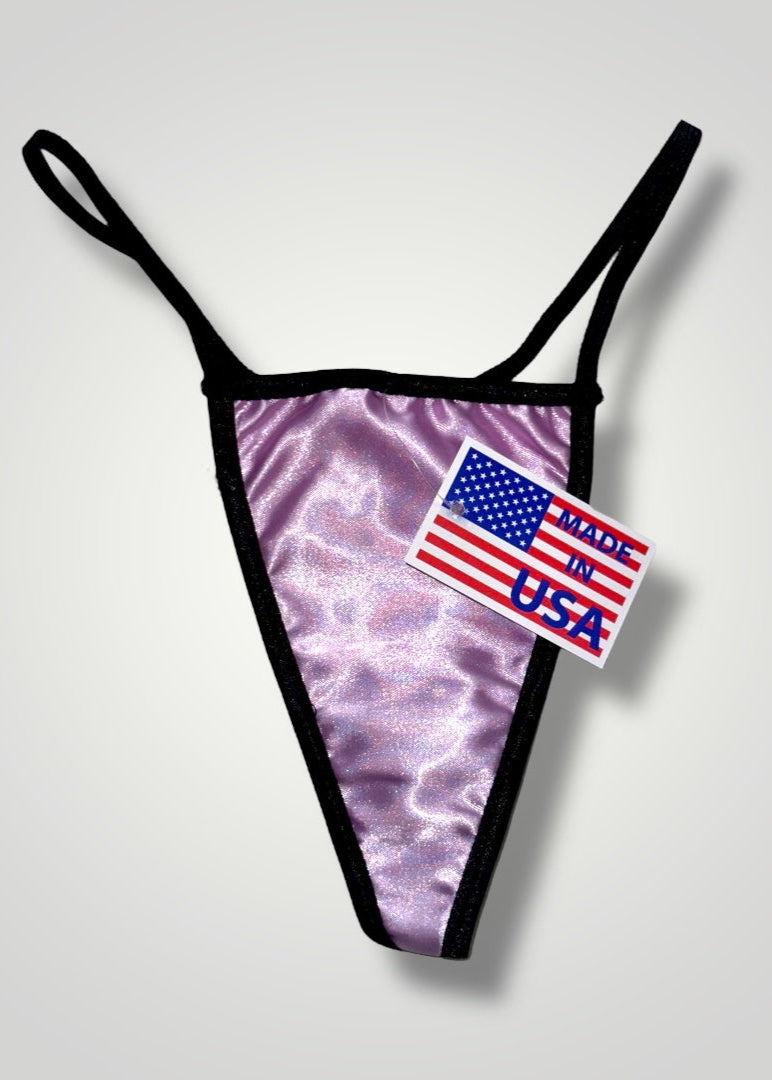 90s High-Leg Satin Lilac G-String Panty Skimpy | USA-Made Lingerie  Denali  Brand