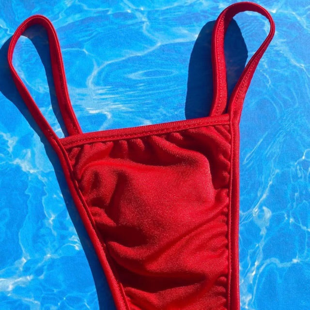 
                      
                        Strappy Skimpy Thong Bikini Bottom | Red Hot
                      
                    