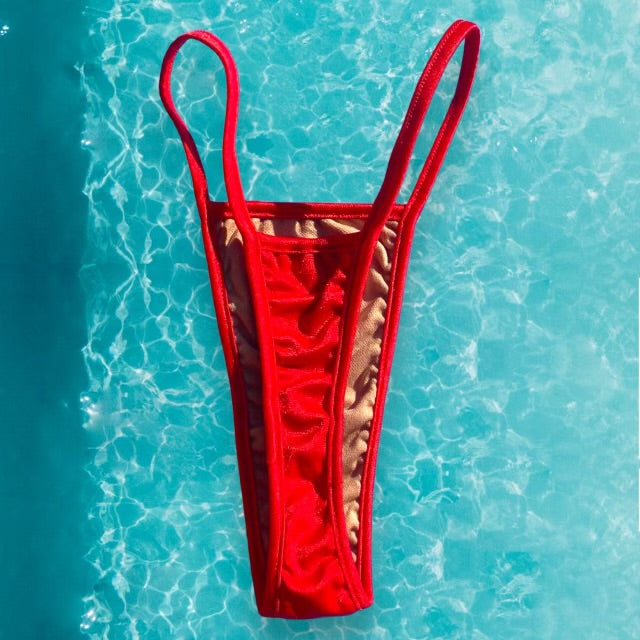 
                      
                        Strappy Skimpy Thong Bikini Bottom | Red Hot
                      
                    