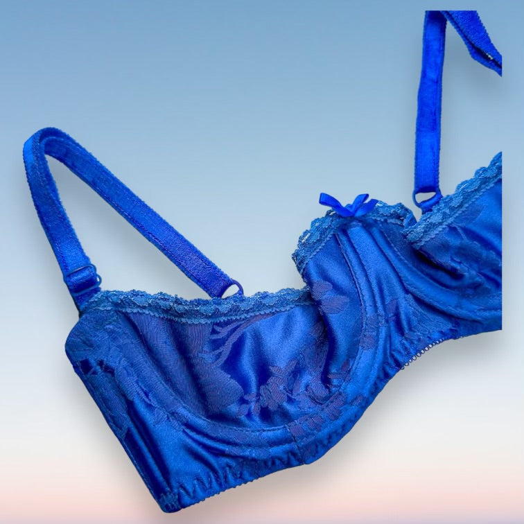 
                      
                        90's Embroidered Cutout Bra | Cobalt Blue
                      
                    