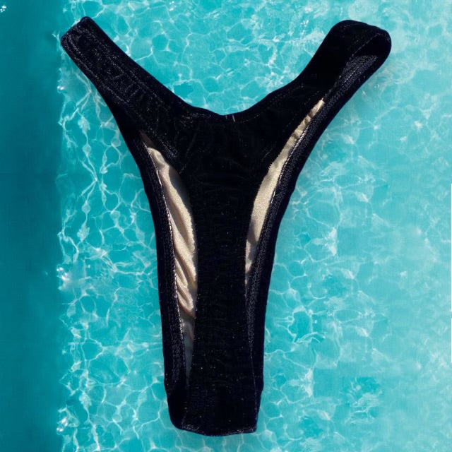 90’s Thong  Bikini Bottom | Black Velvet