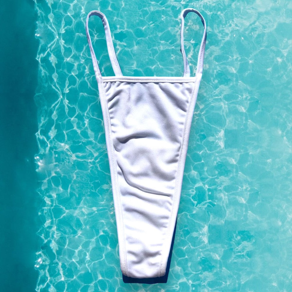 
                      
                        Y2K Skimpy Strappy Thong Bikini Bottom | Ice White Glam
                      
                    