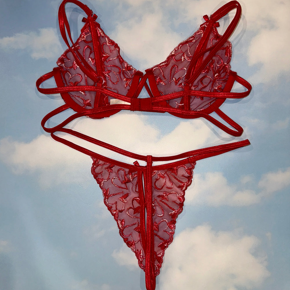 
                      
                        Y2K Red Hot Peekaboo Lingerie Bra + Thong Panty Sexy Set
                      
                    