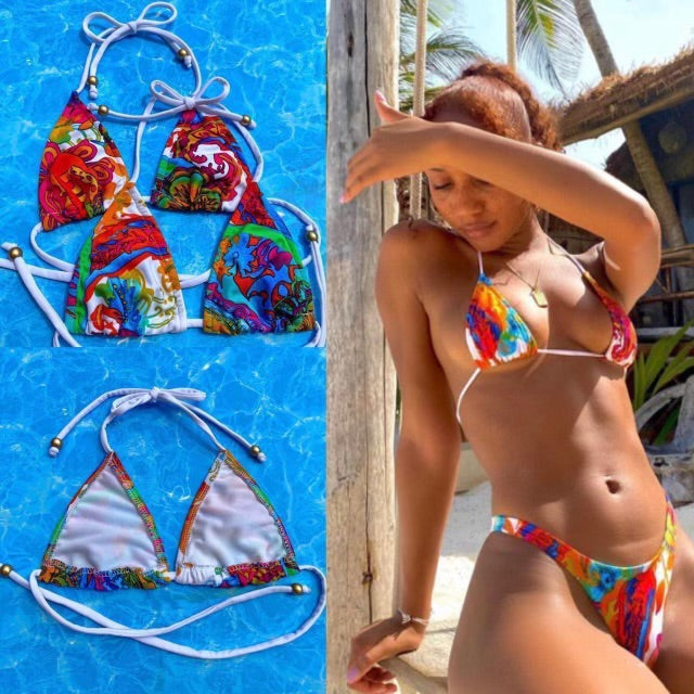 
                      
                        Psychedelic Paisley Skimpy Slide Triangle Bikini Top | Denali Brand
                      
                    