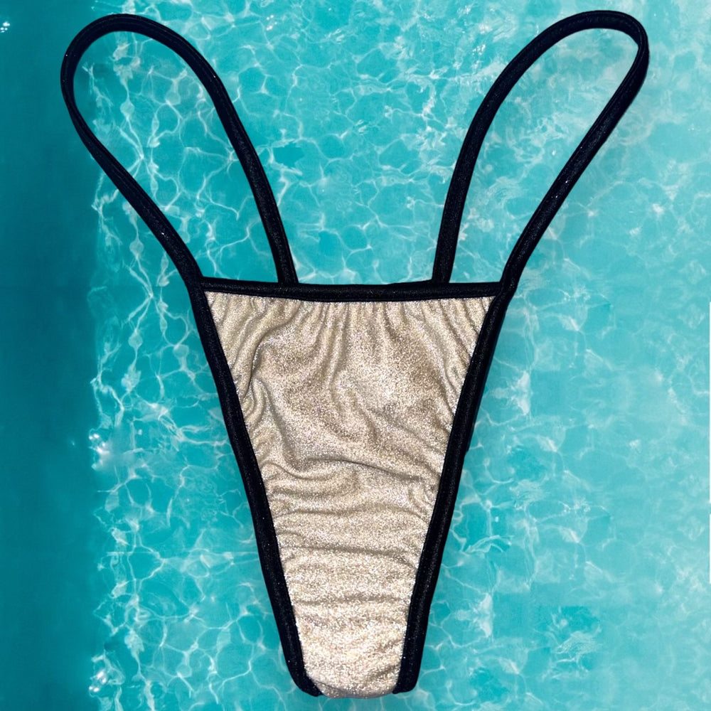 
                      
                        Y2K Strappy Thong Ringer Bikini Bottom | Metallic Silver
                      
                    