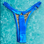 Capri Blue O-Ring Bikini Ultra Flattering Thong Bottom 90's Deadstock Vintage Coquette