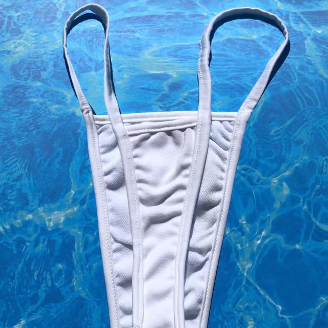 
                      
                        Y2K Skimpy Strappy Thong Bikini Bottom | Ice White Glam
                      
                    