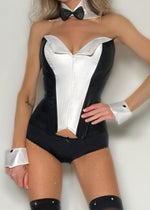 Tuxedo Vintage Lace-Up Corset Top | Genuine USA-Made 1990s Deadstock | Black & White Hourglass Enhancer