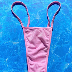 Y2K Skimpy Strappy Thong Bikini Bottom | Pastel Pink Glam