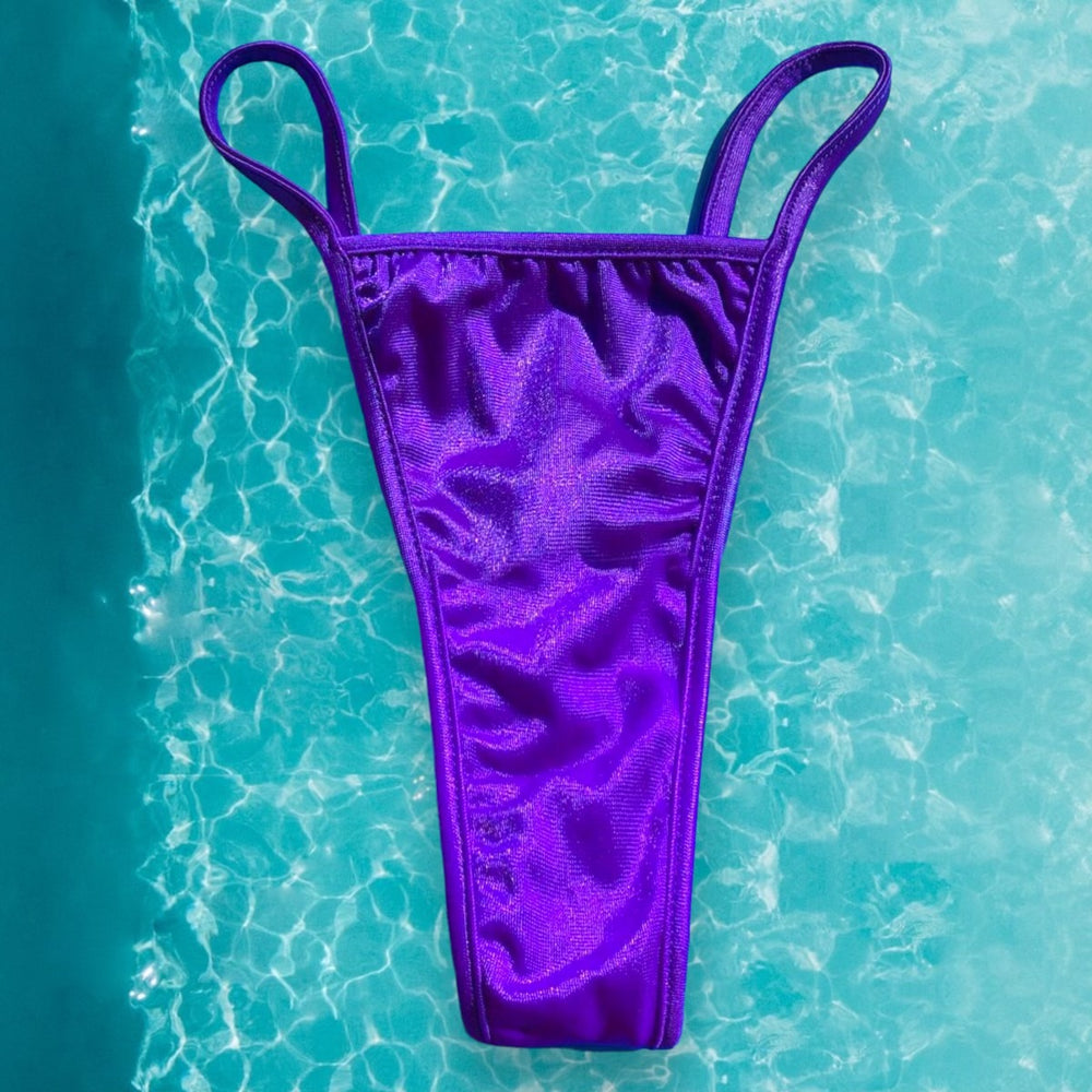 
                      
                        Y2K Skimpy Strappy Thong Bikini Bottom | Purple Glam
                      
                    