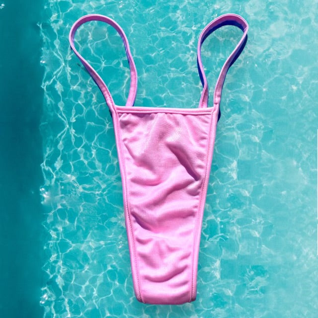 Y2K Skimpy Strappy Thong Bikini Bottom | Pastel Pink Glam