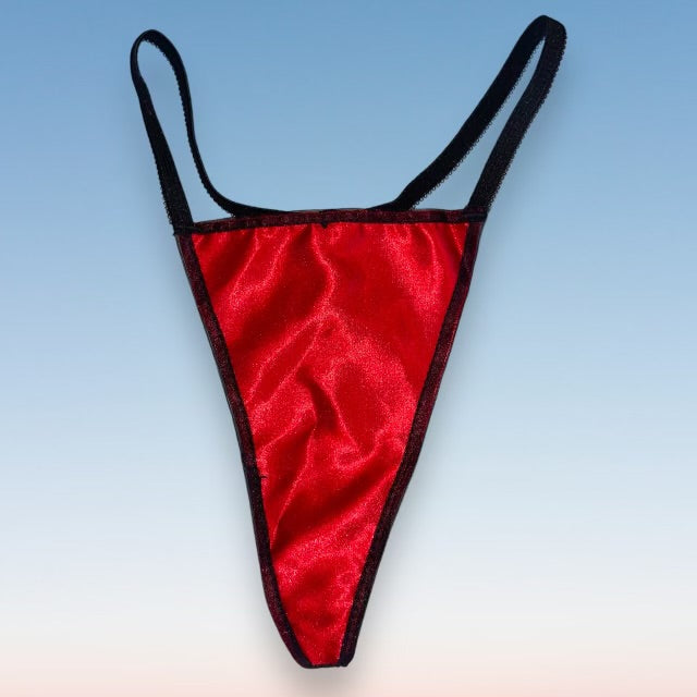 
                      
                        90's Satin G-String Thong Panty | Red Hot Shimmer
                      
                    