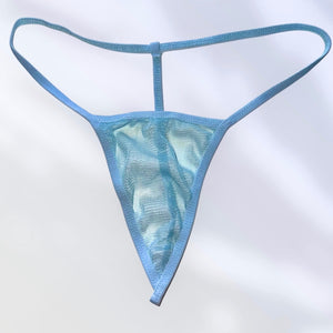 Baby-Blue Sheer Mesh G-String Thong Panty Y2K Valentines Lingerie - Dainty Coquette