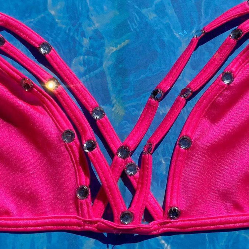 
                      
                        Y2K Diamanté Strappy Skimpy Bikini Top | Barbie Pink
                      
                    