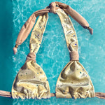 Creme Velvet Shimmer 2-Way Halter Bikini Top | Denali Brand