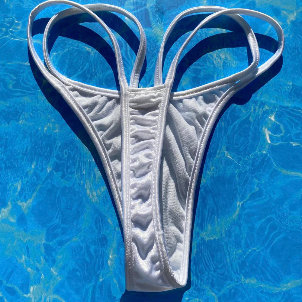 
                      
                        Y2K Double Strap Thong Bikini Bottom | Ice White Glam
                      
                    