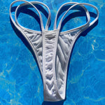 Y2K Double Strap Thong Bikini Bottom | Ice White Glam