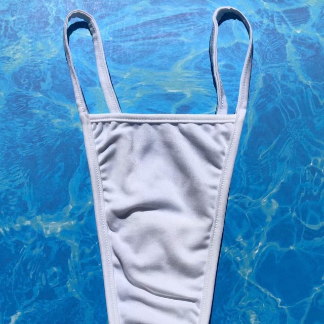 
                      
                        Y2K Skimpy Strappy Thong Bikini Bottom | Ice White Glam
                      
                    