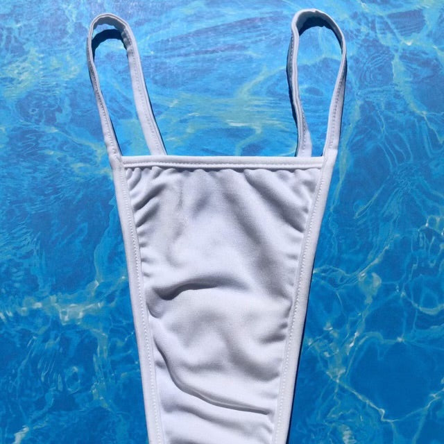 Y2K Skimpy Strappy Thong Bikini Bottom | Ice White Glam