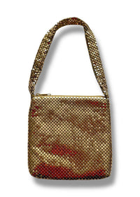 Vintage 1990s Gold Chainmail Mini Purse | Metallic Mesh Shoulder Bag | Y2K Evening Clutch