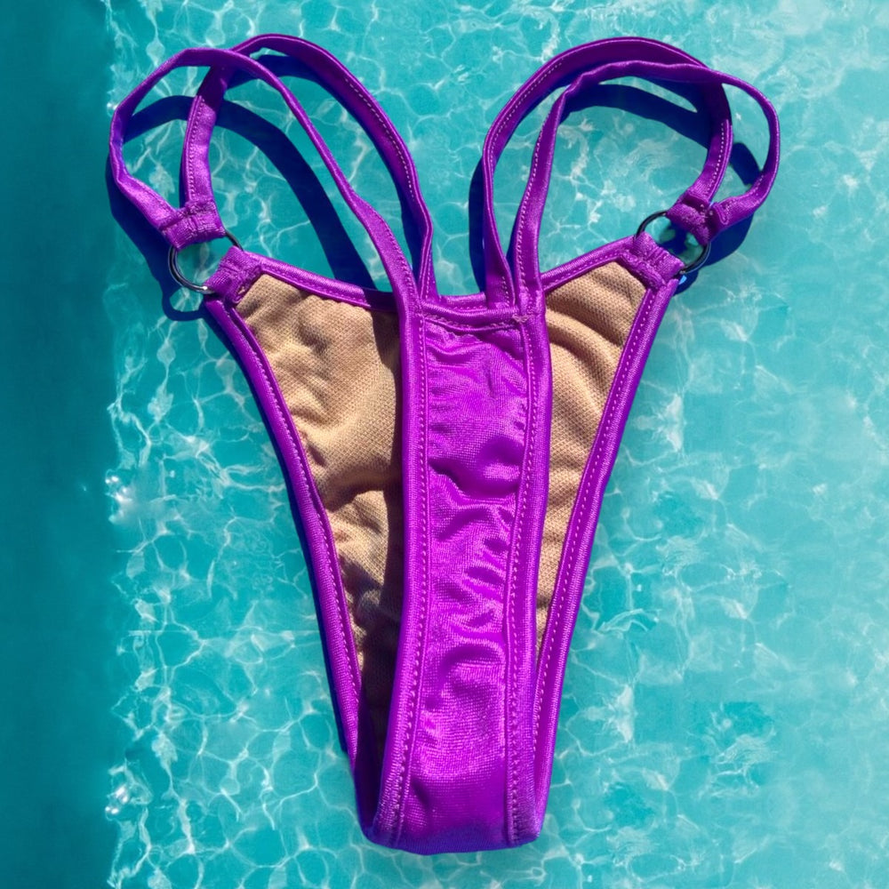 
                      
                        Y2K Double Strap O-Ring Thong Bikini Bottom | Magenta
                      
                    