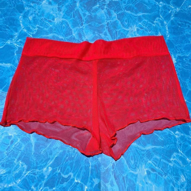 
                  
                    Low Rise Cover Up Sheer Mesh Booty Shorts | Neon Guava
                  
                