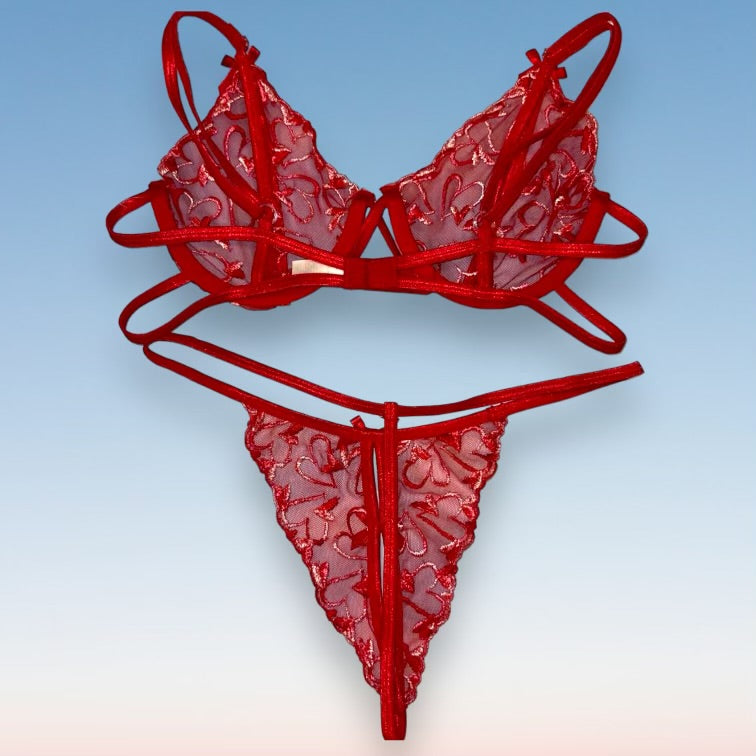 
                      
                        Y2K Red Hot Peekaboo Lingerie Bra + Thong Panty Sexy Set
                      
                    