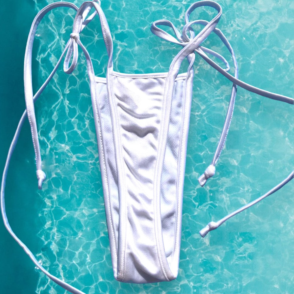 
                      
                        Y2K Tie Side Thong Bikini Bottom | White
                      
                    