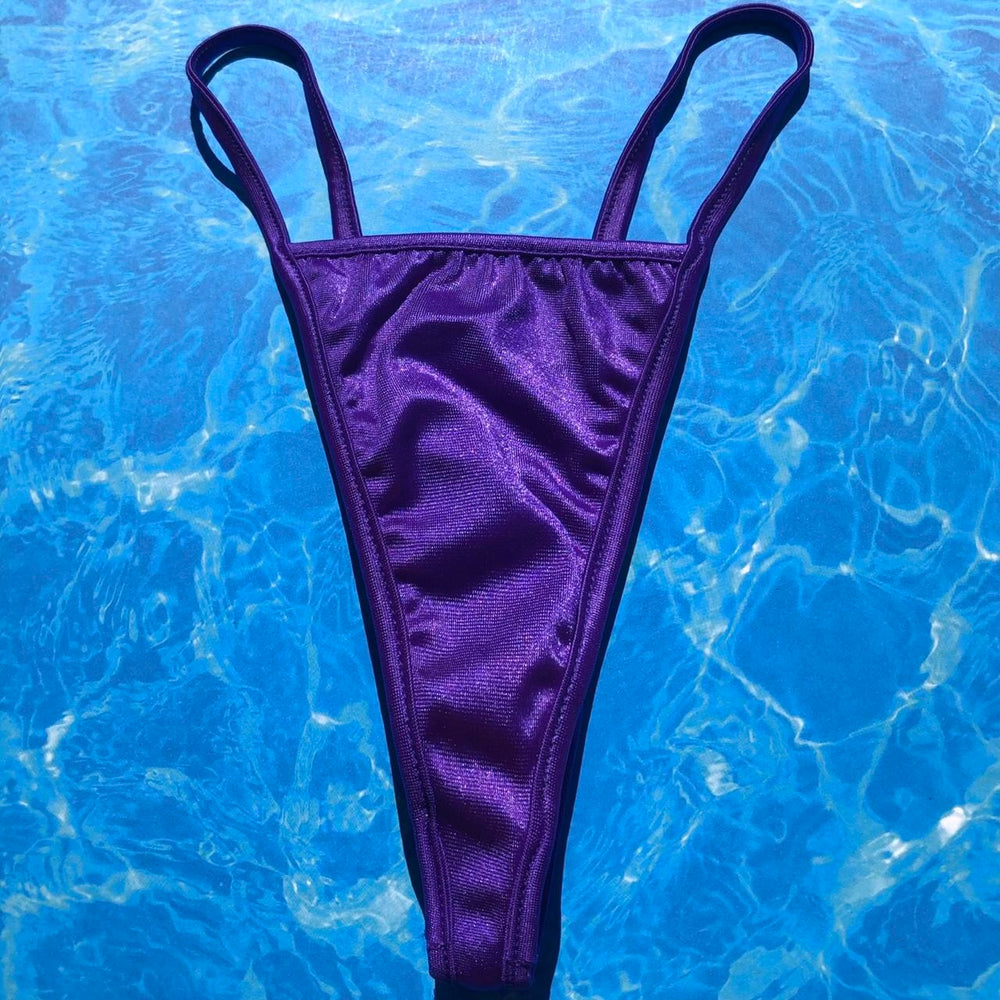 Y2K Skimpy Strappy V-Thong Bikini Bottom | Purple Glam