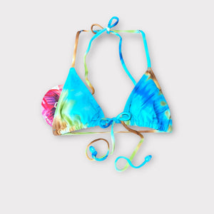 Y2K Minimalist Boho Tie Dye Skimpy Padded String Slide Triangle Bikini Top