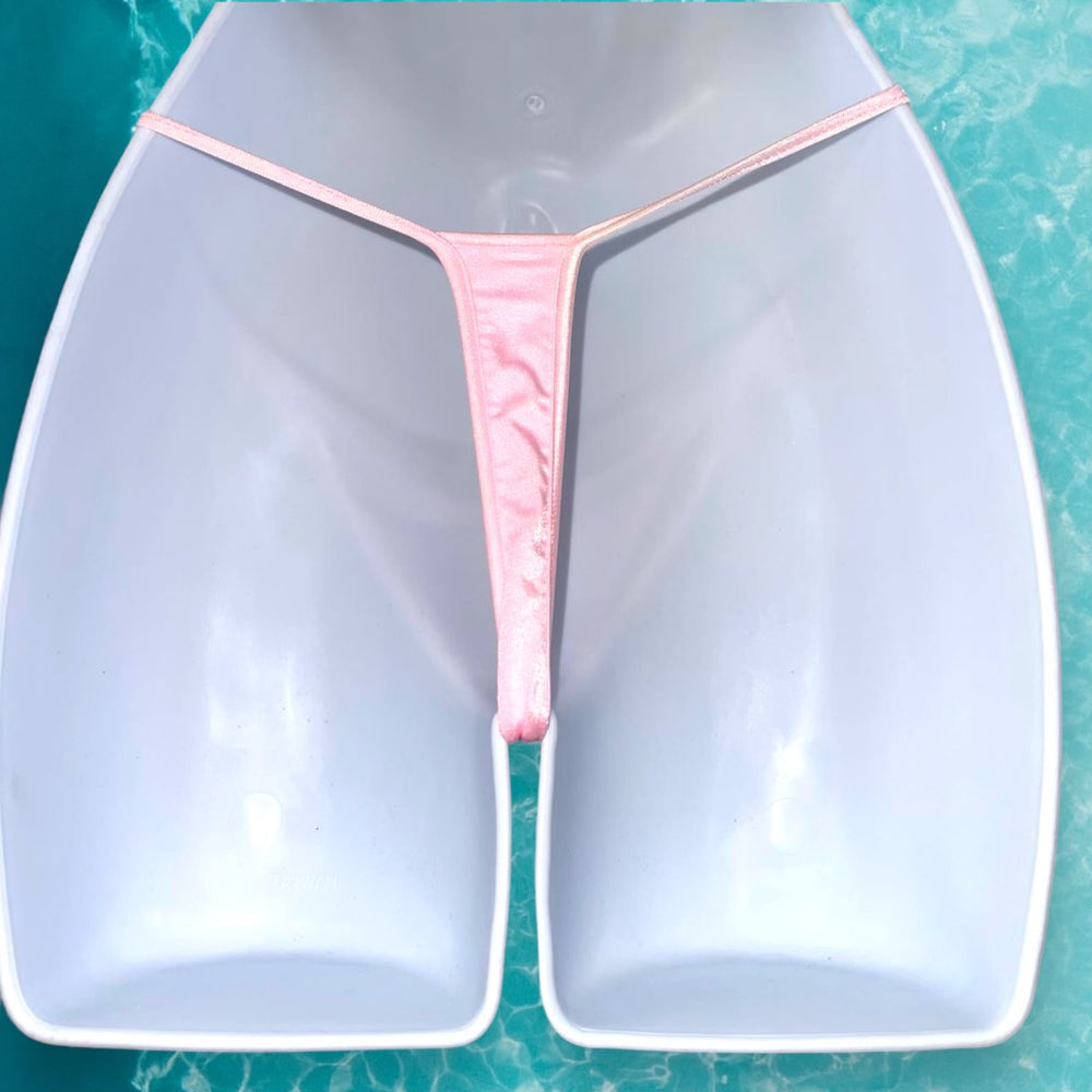 
                      
                        Y2K Double Strap Tie Side Thong Bikini Bottom | Pastel Pink Glam
                      
                    