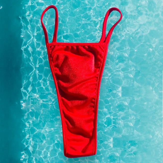 
                      
                        Strappy Skimpy Thong Bikini Bottom | Red Hot
                      
                    