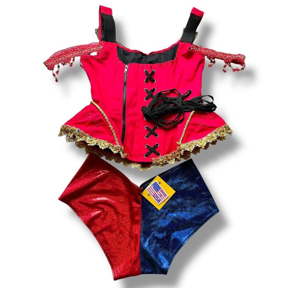 Vintage Ringmaster Costume Set (XXL) – USA Handmade Red Corset Circus Cosplay