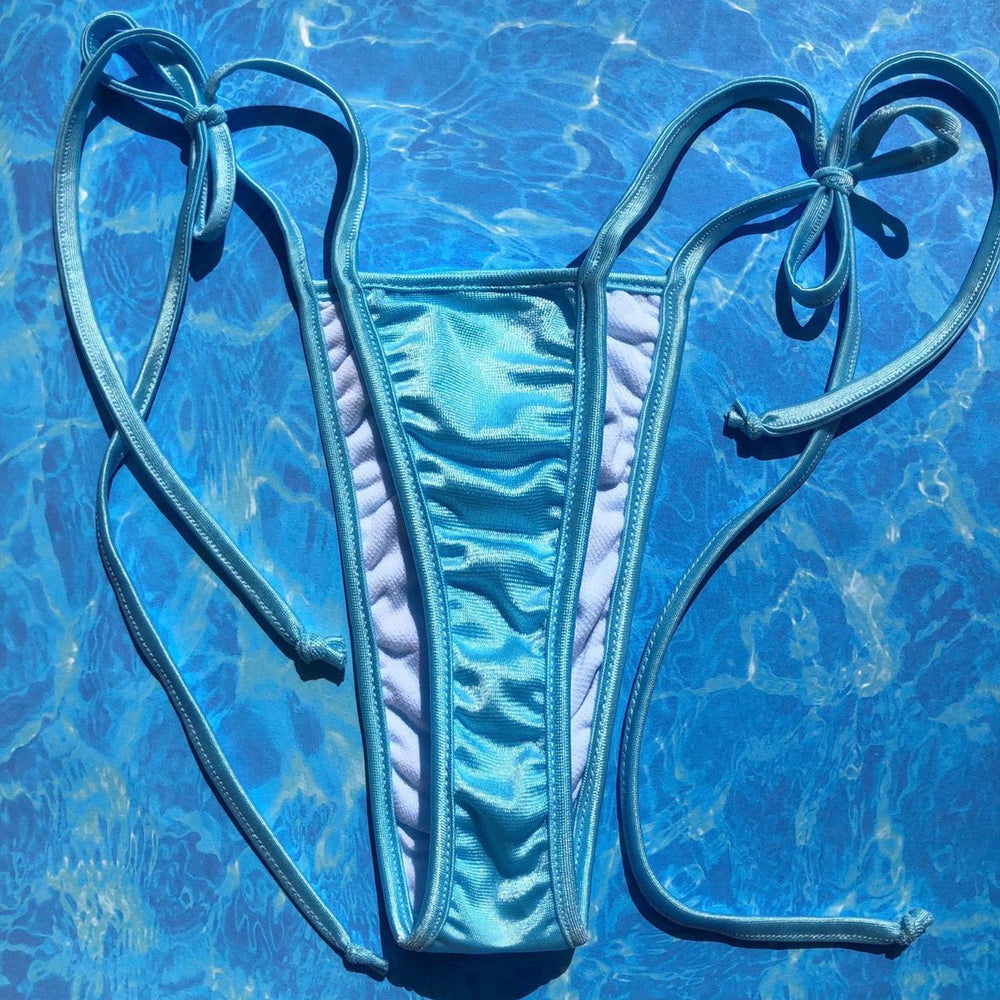 
                      
                        Y2K Tie Side Thong Bikini Bottom | Pastel Blue
                      
                    