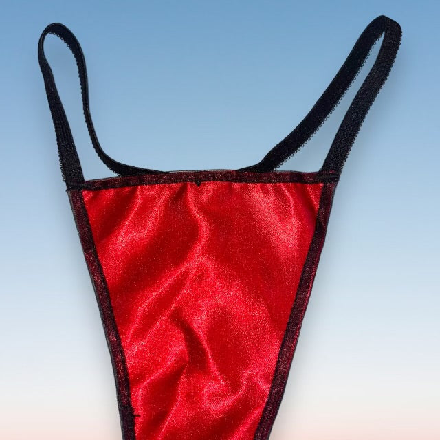 
                      
                        90's Satin G-String Thong Panty | Red Hot Shimmer
                      
                    