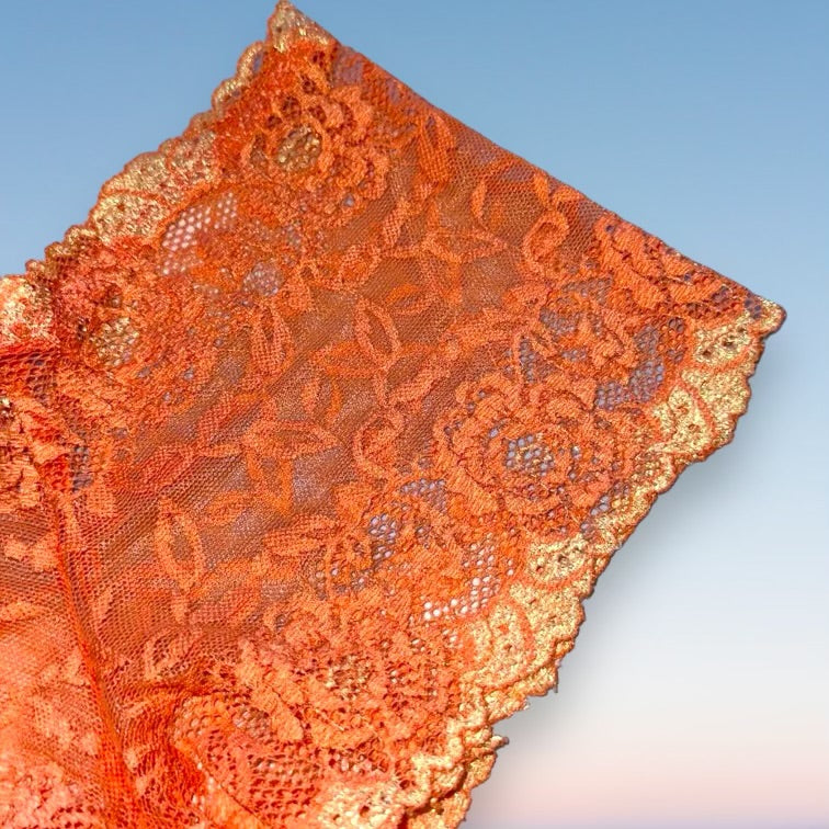 Y2K Sheer Shimmer Lace Booty Short Panty | Tangerine