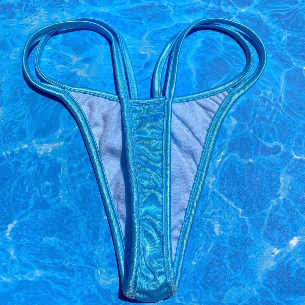 
                      
                        Y2K Strappy Thong Bikini Bottom | Pastel Blue
                      
                    