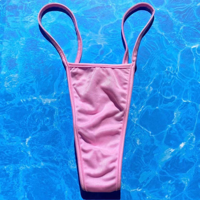 
                      
                        Y2K Skimpy Strappy Thong Bikini Bottom | Pastel Pink Glam
                      
                    