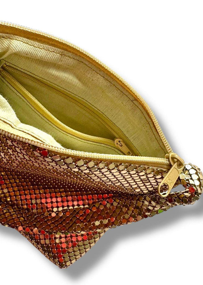 Vintage 1990s Gold Chainmail Mini Purse | Metallic Mesh Shoulder Bag | Y2K Evening Clutch