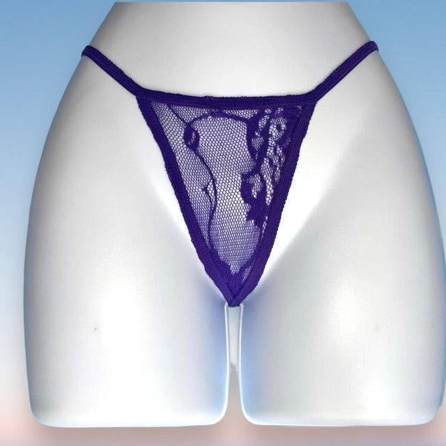 Sheer Skimpy String Thong Panty | Lavender Lace