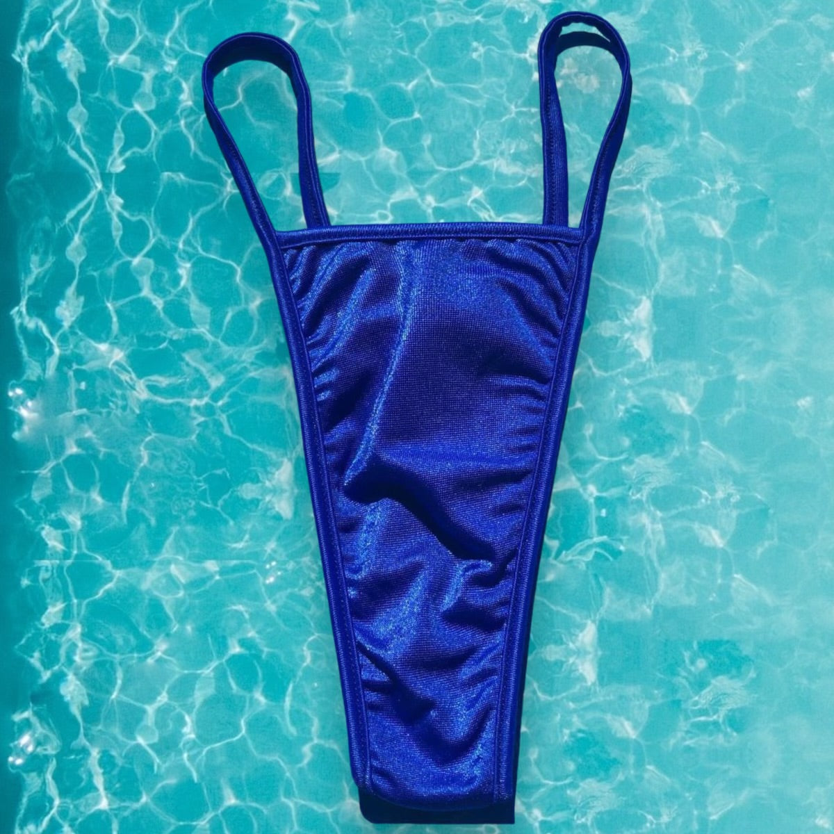 Y2K Skimpy Strappy Thong Bikini Bottom | Cobalt Blue Shimmer