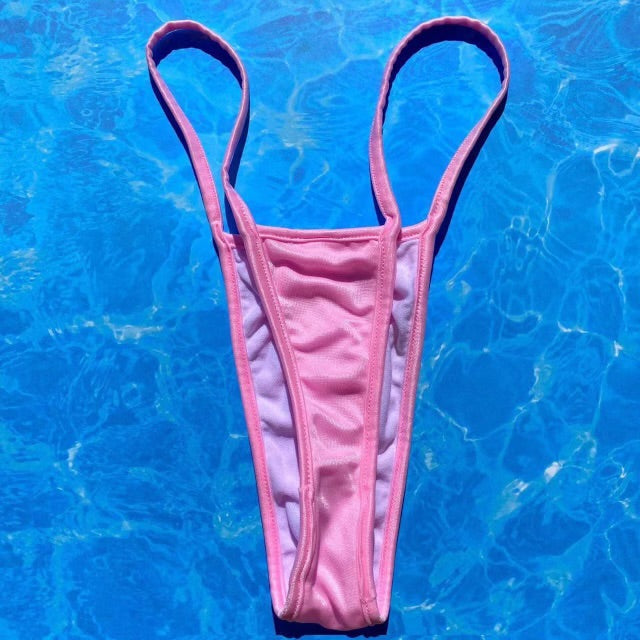 Y2K Skimpy Strappy Thong Bikini Bottom | Pastel Pink Glam