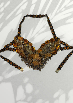 1970s Monarch Princess Hand-Beaded Festival Dance Bra Top