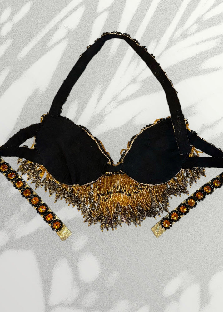 1970s Monarch Princess Hand-Beaded Festival Dance Bra Top