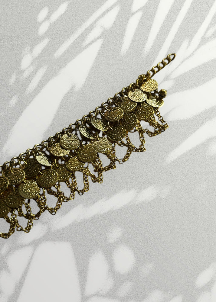 Rare 70s Handmade Antique Coin Anklet – Boho Festival Statement Jewelry