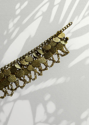 Rare 70s Handmade Antique Coin Anklet – Boho Festival Statement Jewelry