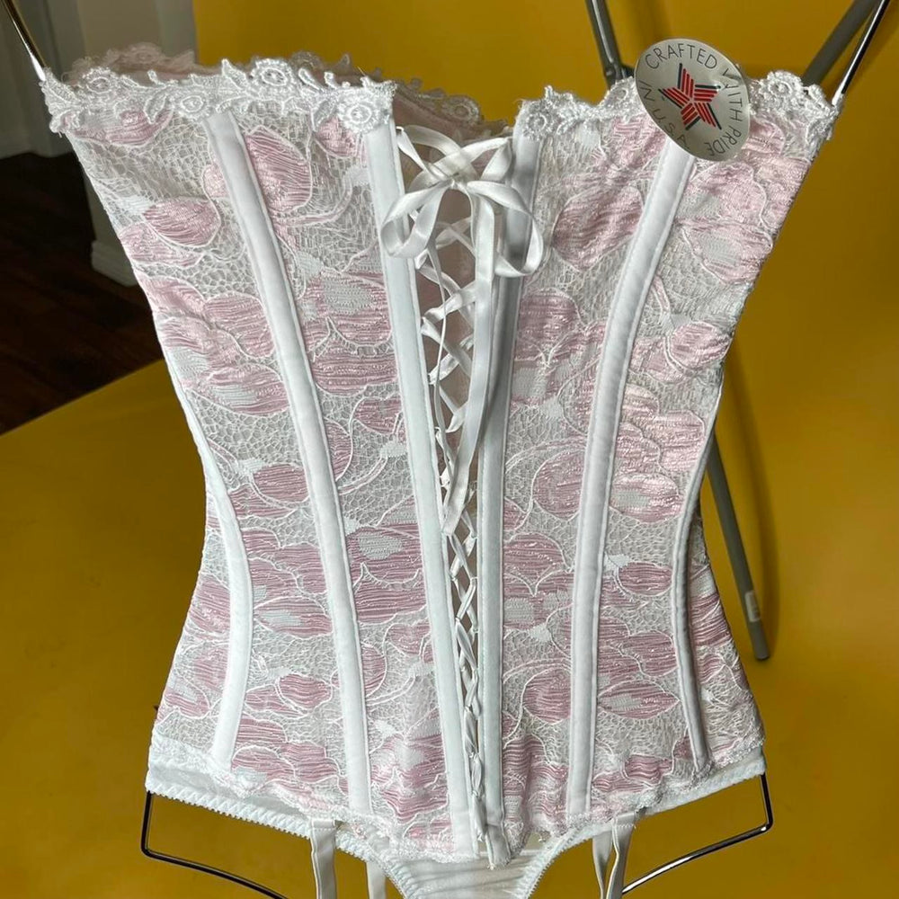 90s Dainty Lattice Corset | Pastel Pink