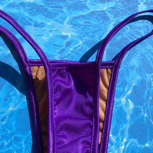 
                      
                        Y2K Skimpy Strappy Thong Bikini Bottom | Purple Glam
                      
                    